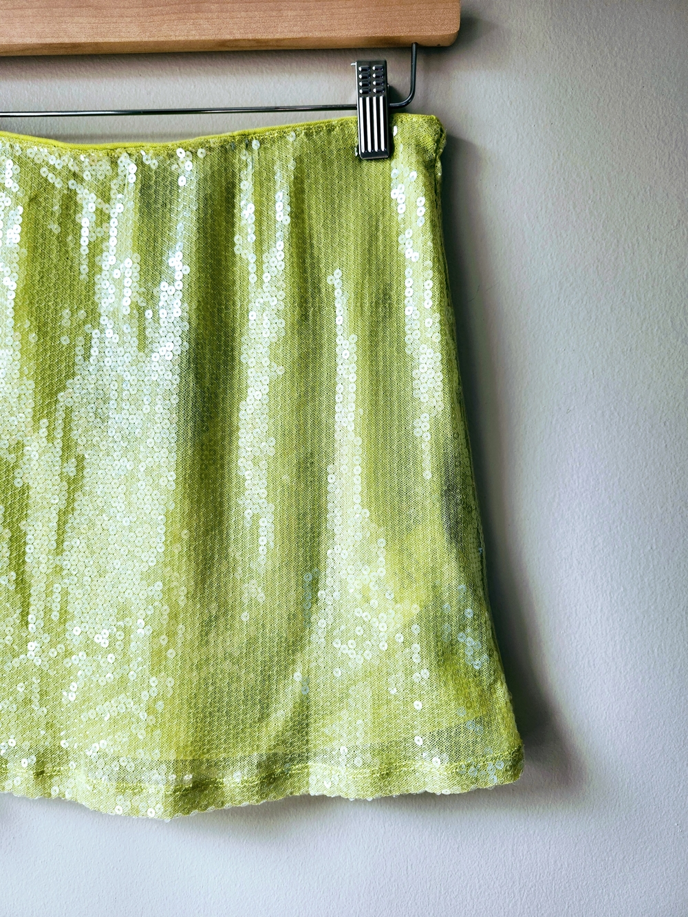 White Fox Boutique Lime Green Sequin Micro Mini Skirt - Picture 5 of 8